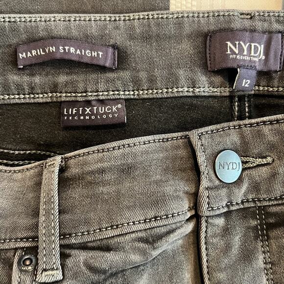 NYDJ Marilyn Straight Lift X Tuck Technology Jeans - Gray - Size 12 - Picture 4 of 12